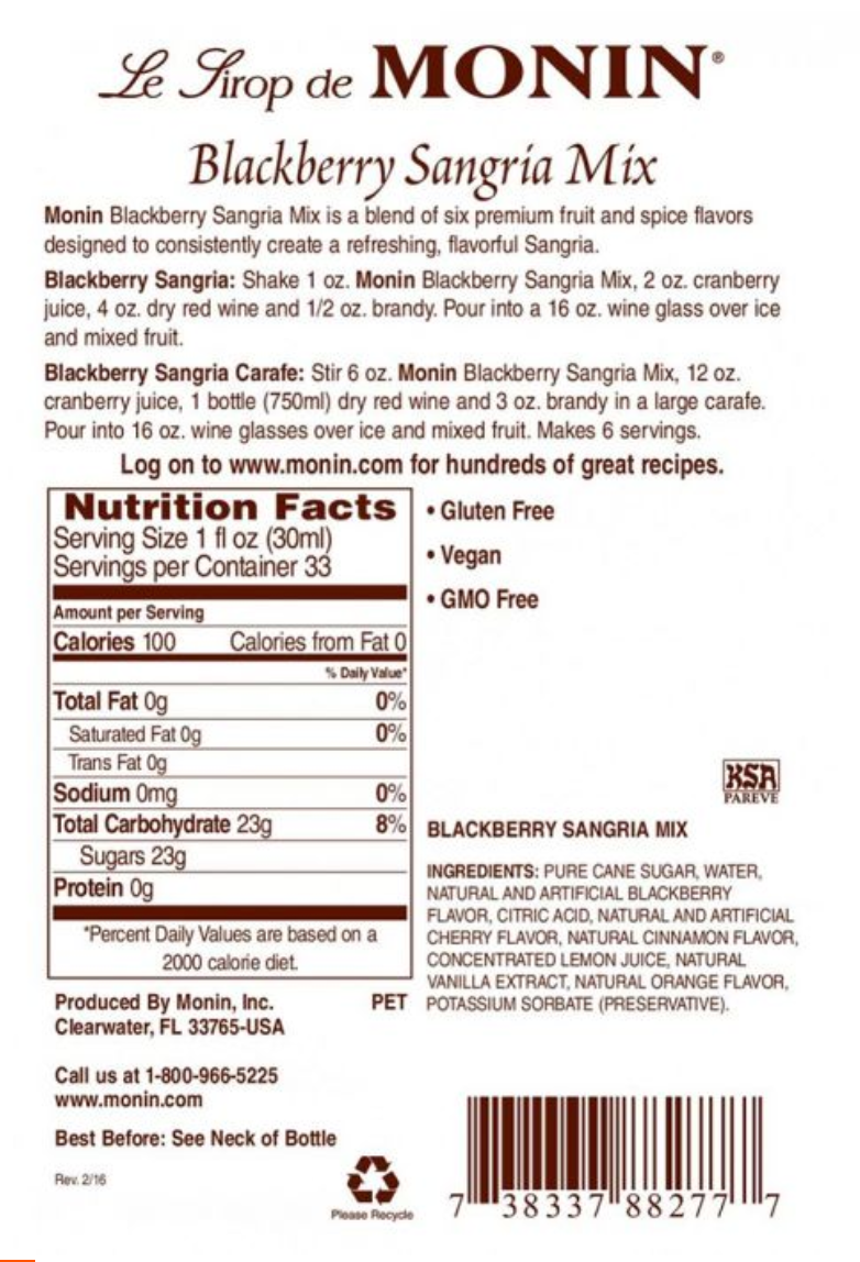 Monin BlackBerry Sangria Mix