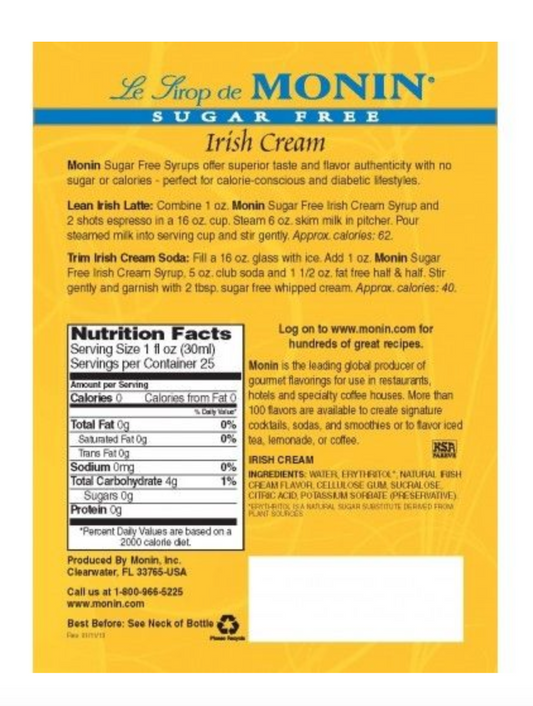 Monin SugarFree IrishCream