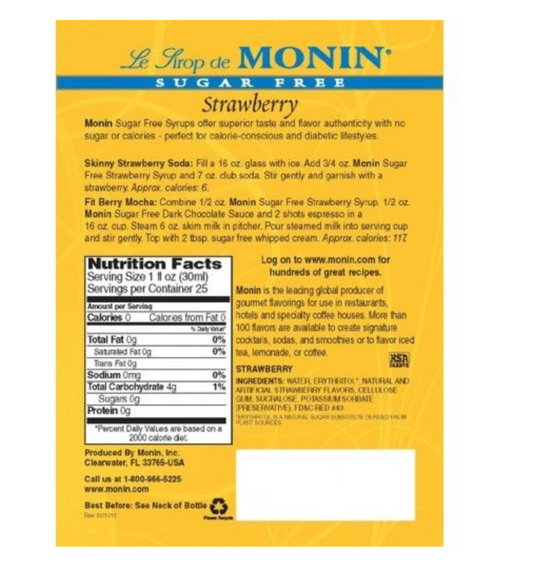 Monin SugarFree Strawberry Syr