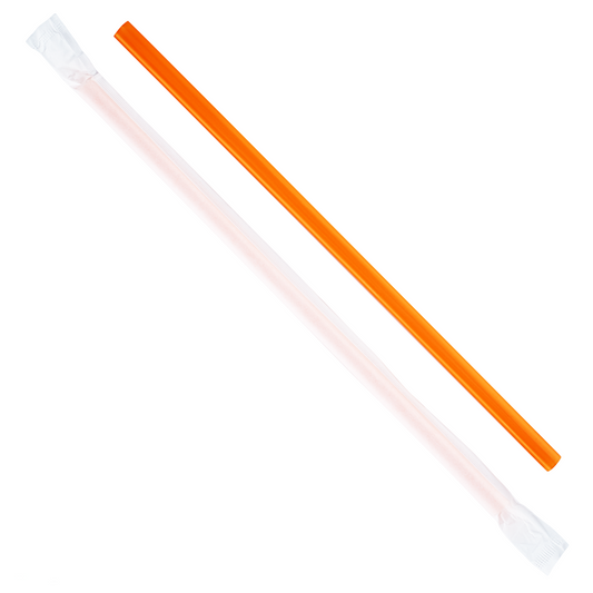 KARAT 9'' GIANT STRAWS (8MM) PAPER WRAPPED - ORANGE - 2,500 CT, C9075 (ORANGE)