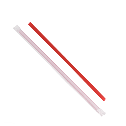 KARAT 10.25'' GIANT STRAWS (8MM) PAPER WRAPPED - RED - 1,200 CT, C9125 (RED)
