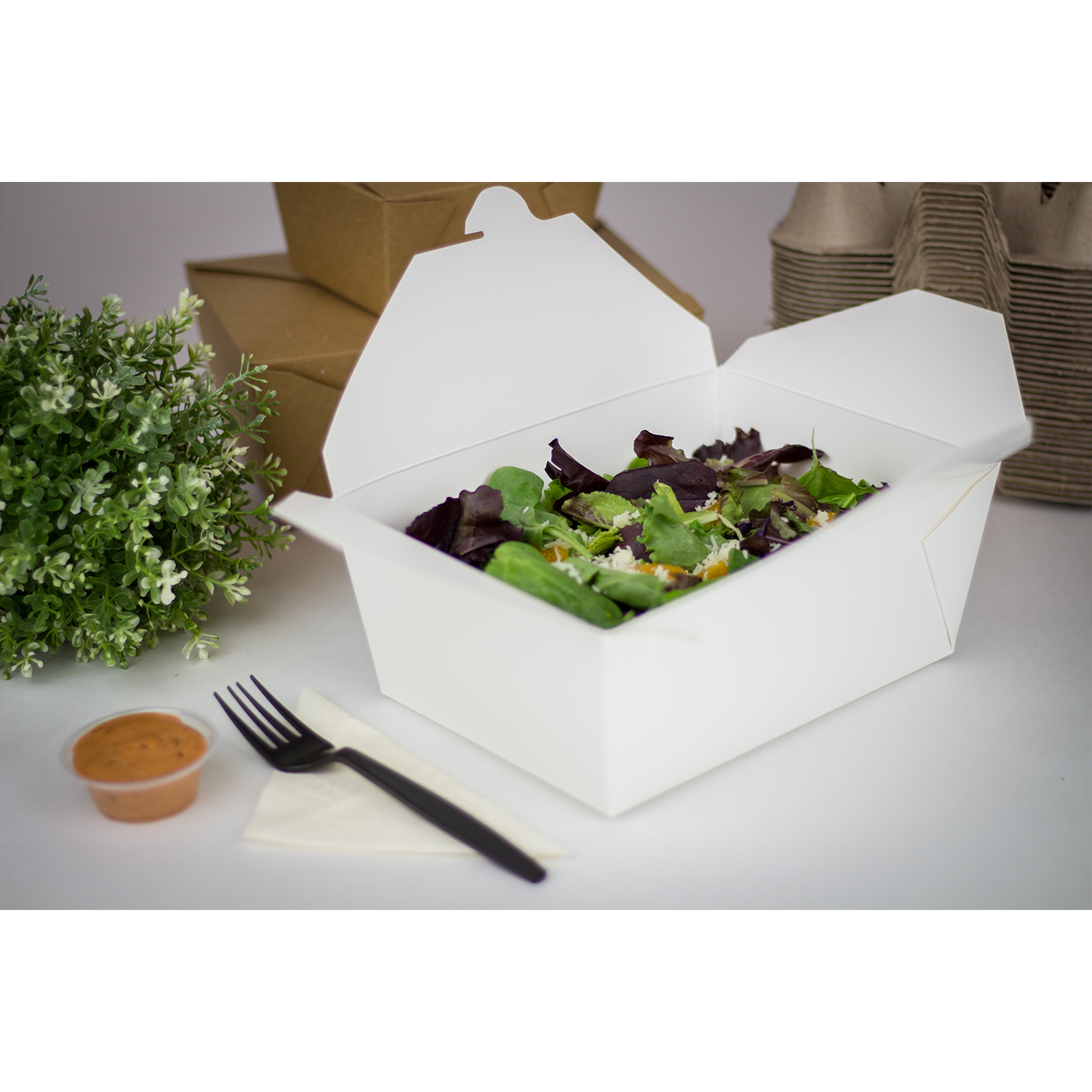 #4 White Fold-To-Go Box 110oz 160ct