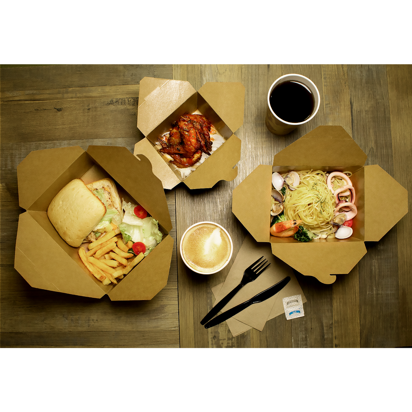 #8 Kraft Fold-To-Go Box 48oz 300ct