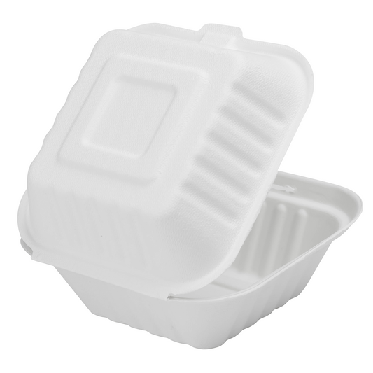 6"x6" Bagasse Hinged Container