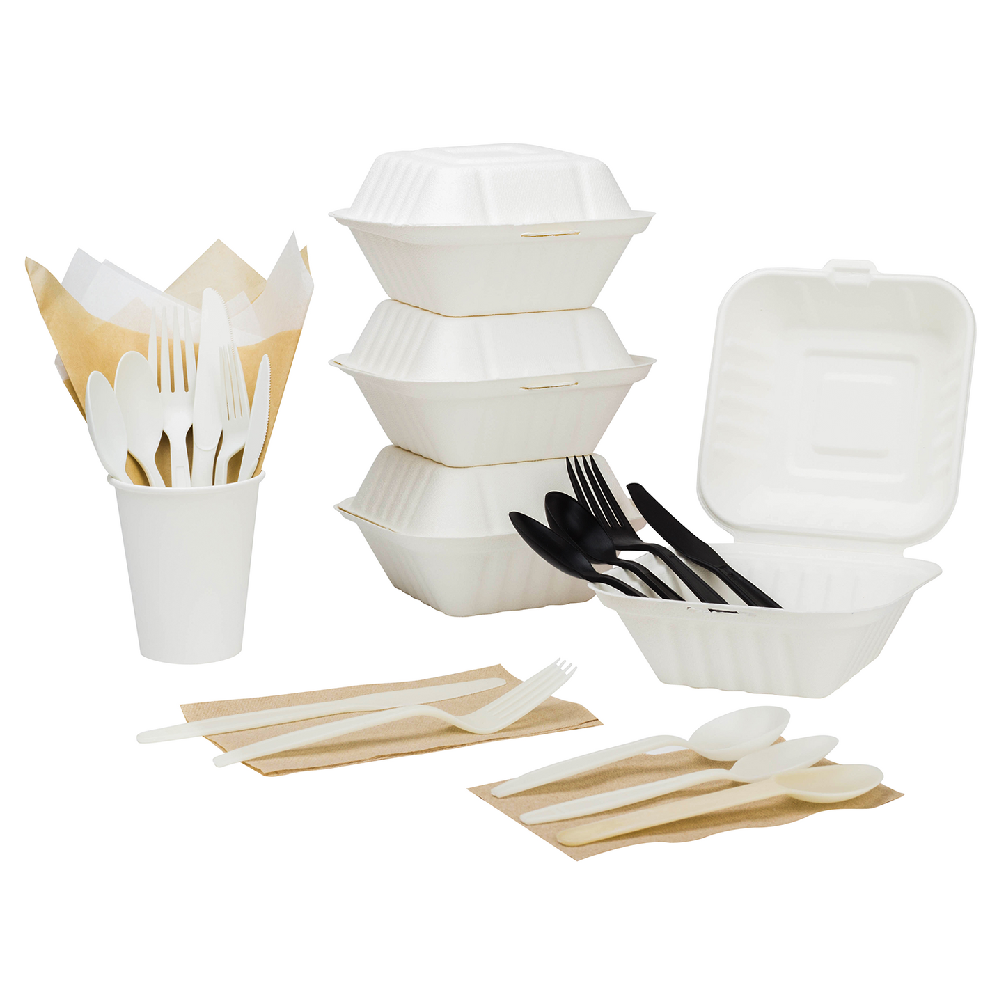 6"x6" Bagasse Hinged Container
