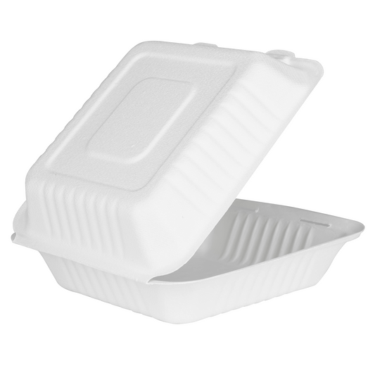 8"x8" Bagasse Hinged Container