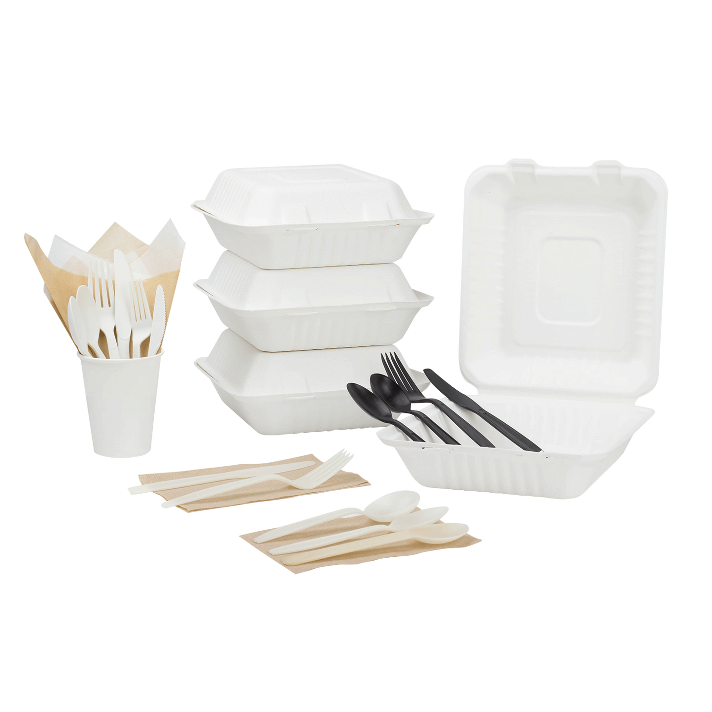 8"x8" Bagasse Hinged Container