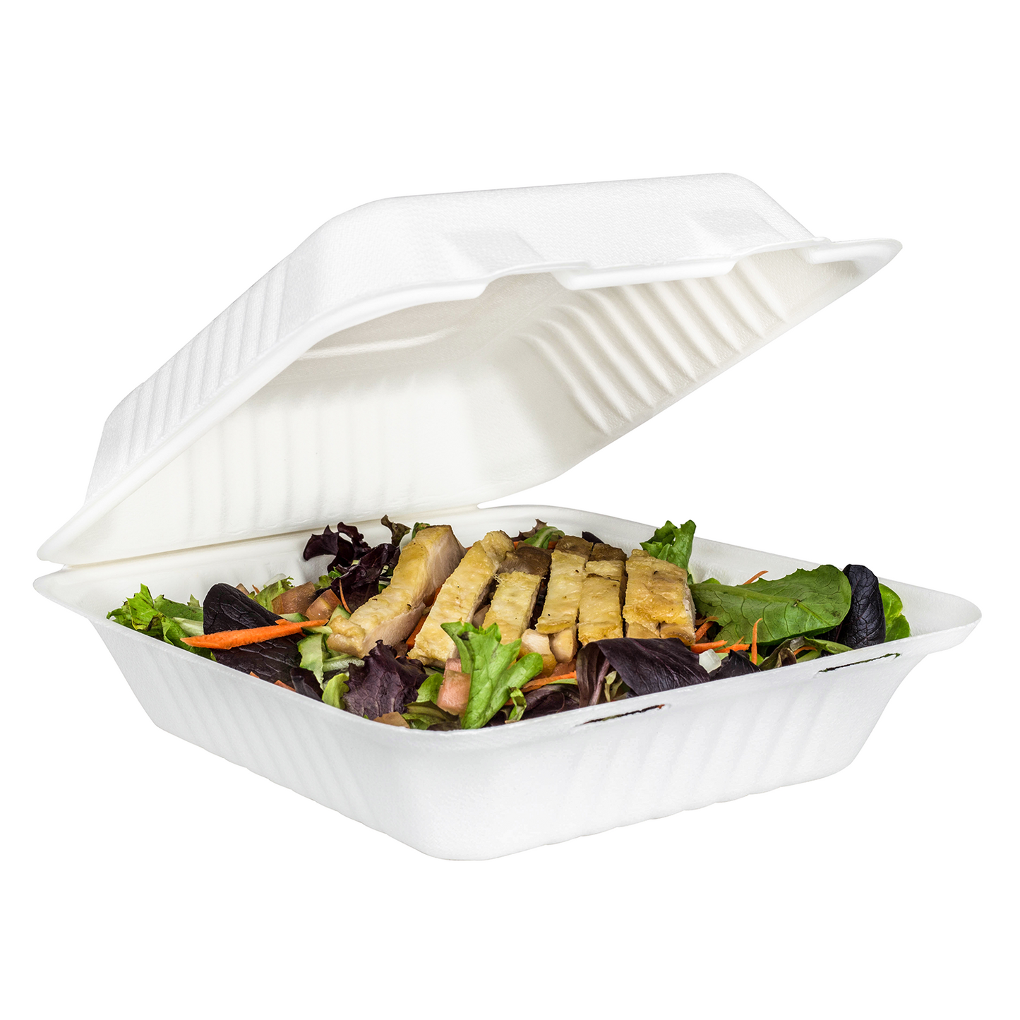 8"x8" Bagasse Hinged Container