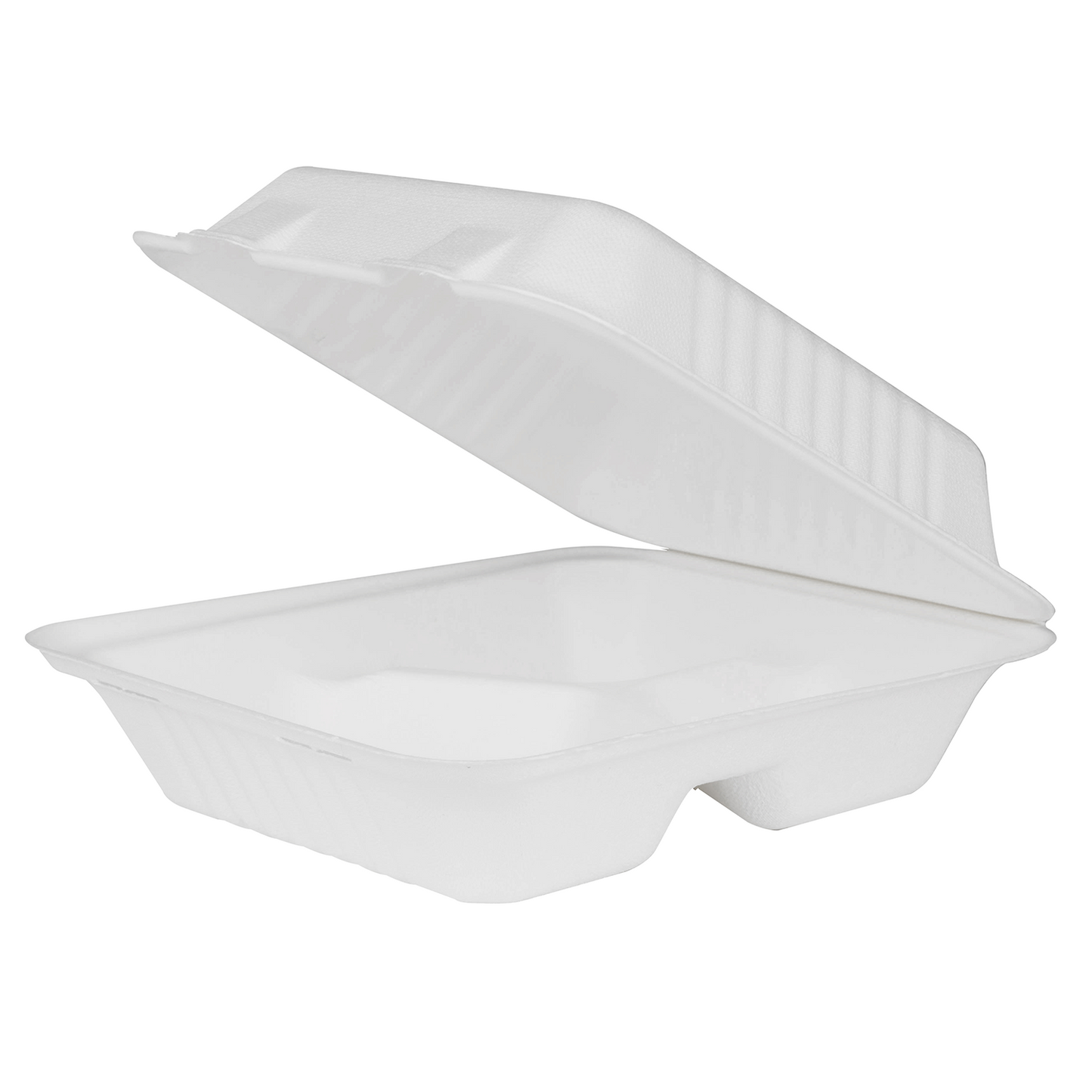 8"x8" Bagasse Hinged Container 3 Compartments