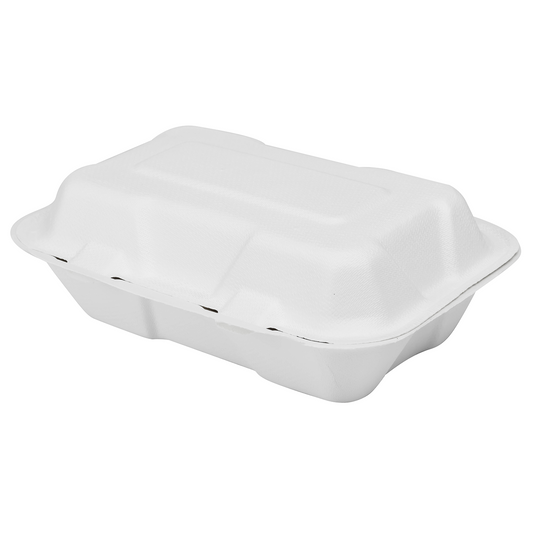 9"x6" Bagasse Hinged Container