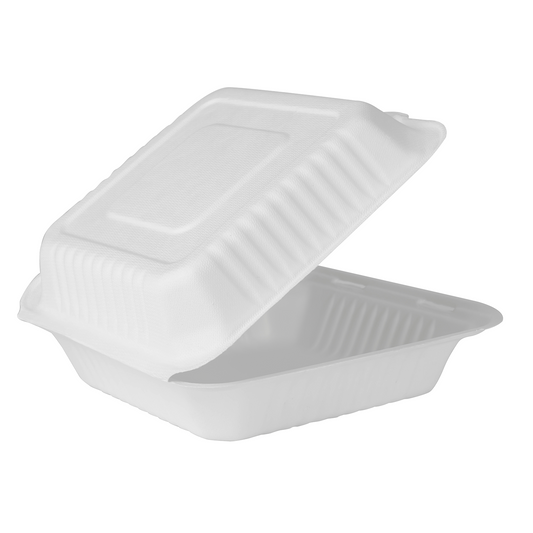9"x9" Bagasse Hinged Container