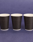 12OZ Paper Hot Cups  - Black (90MM) - 1,000 CT