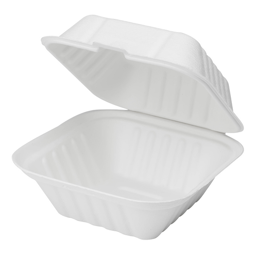6"x6" Bagasse Hinged Container