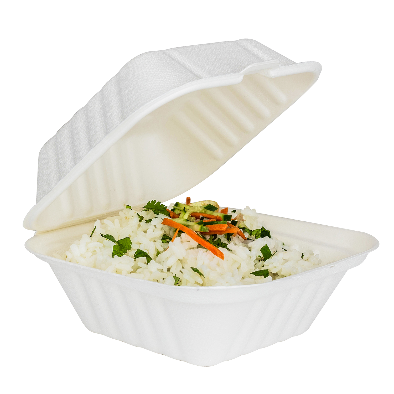 6&quot;x6&quot; Bagasse Hinged Container