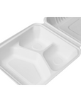 8"x8" Bagasse Hinged Container 3 Compartments