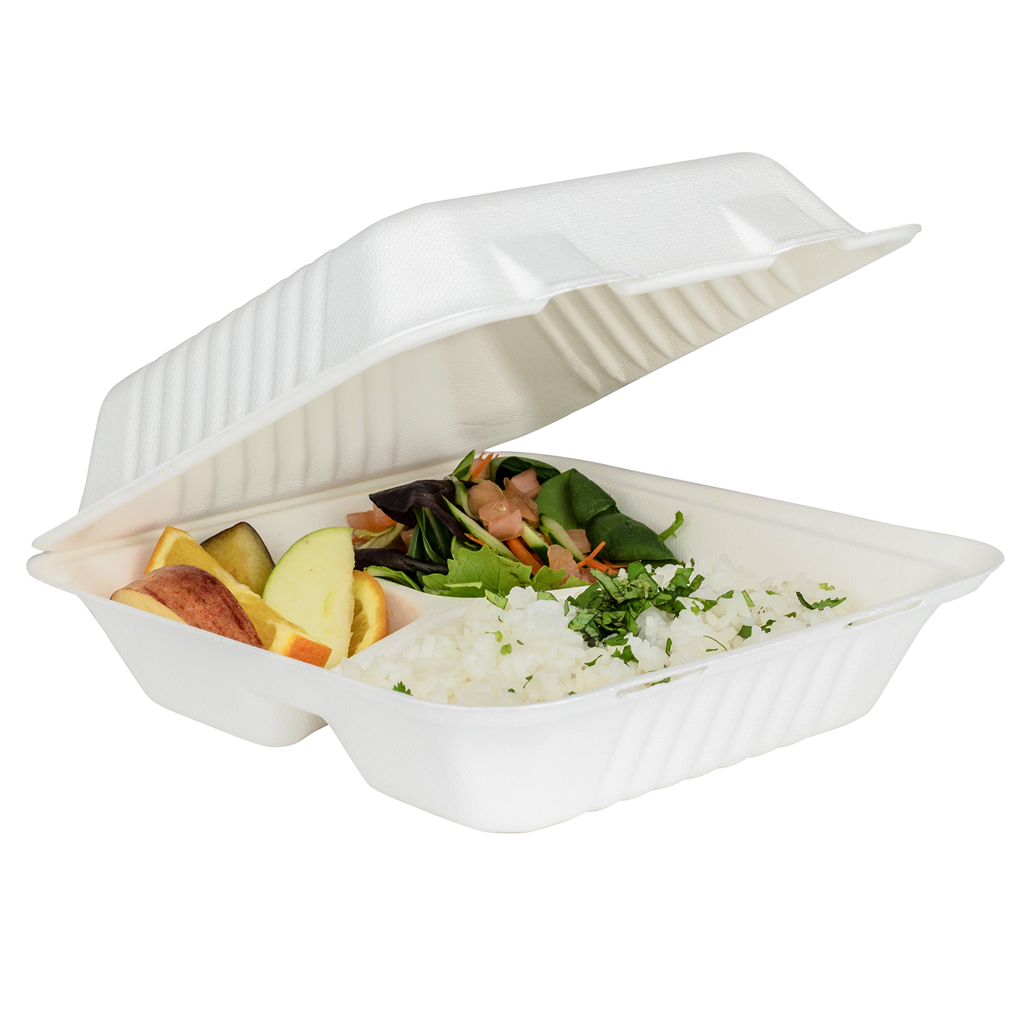 8&quot;x8&quot; Bagasse Hinged Container 3 Compartments