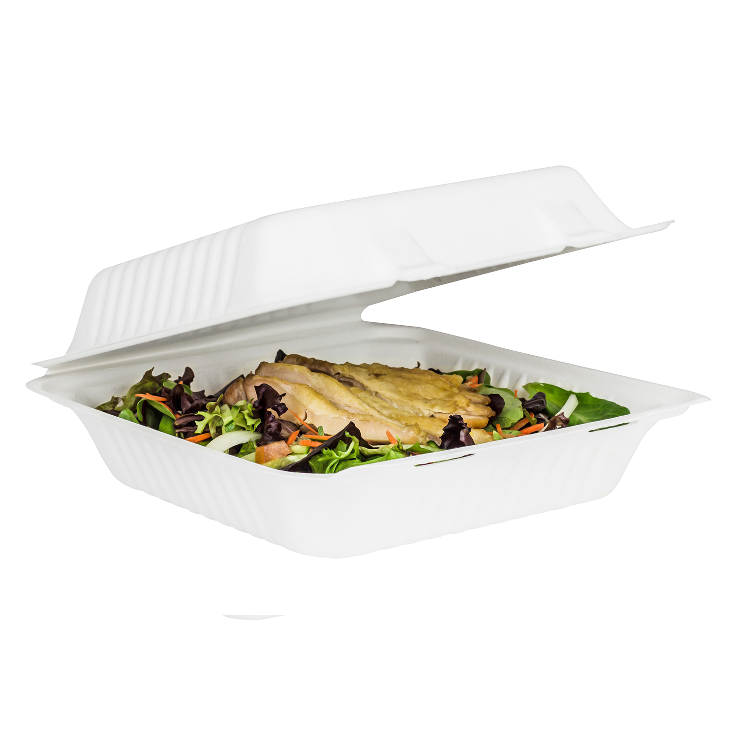 9&quot;x9&quot; Bagasse Hinged Container